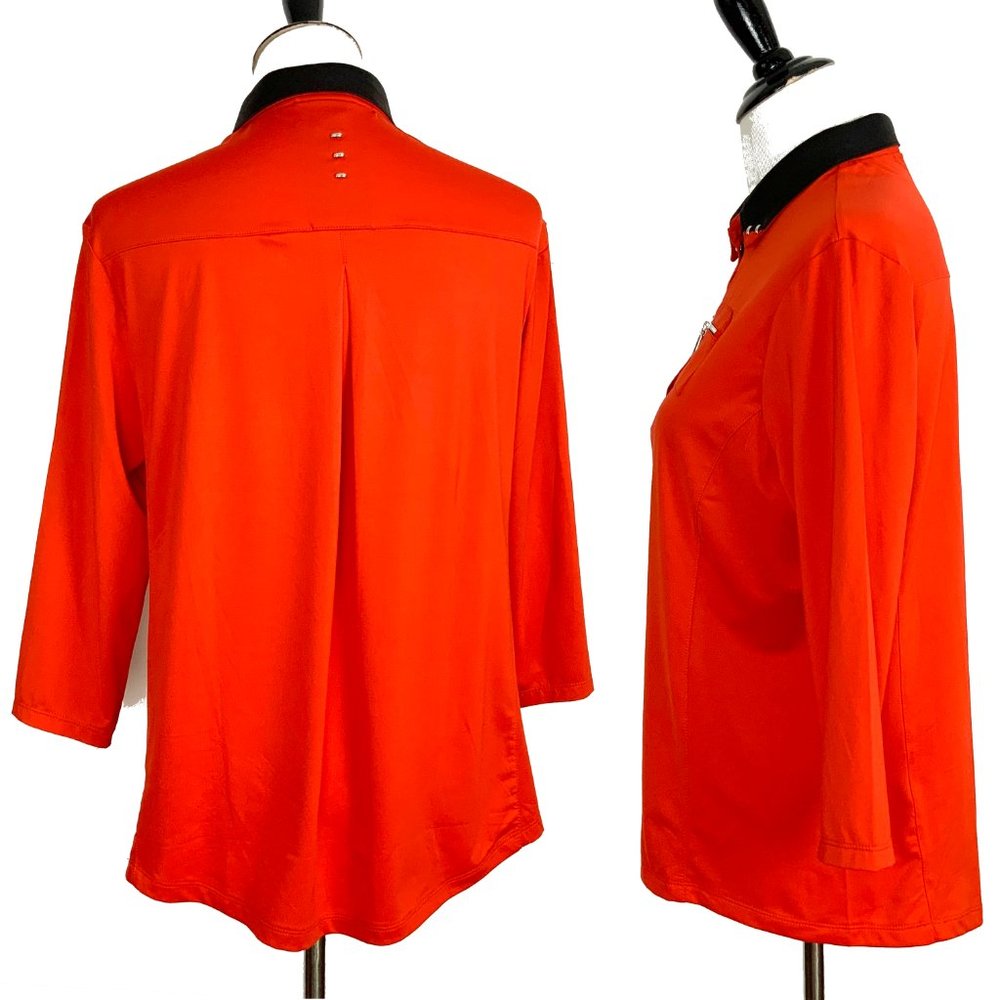 Jamie Sadock Red 1/4 Zip 3/4 Sleeve Golf Top Tee Medium - Picture 5 of 16